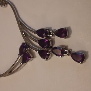 Genuine African amethyst necklace in stainless steel.  Magnetic clasp.
